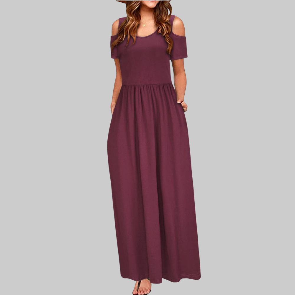 Natalie Abito Maxi Donna – Vestito Lungo Cold Shoulder con Tasche