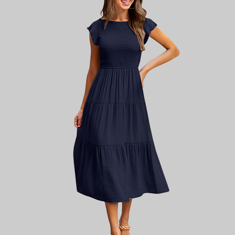 Zoe Abito Estivo Donna – Vestito A-Line con Volant, Vita Elasticizzata e Fodera