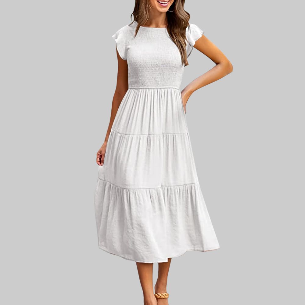 Zoe Abito Estivo Donna – Vestito A-Line con Volant, Vita Elasticizzata e Fodera