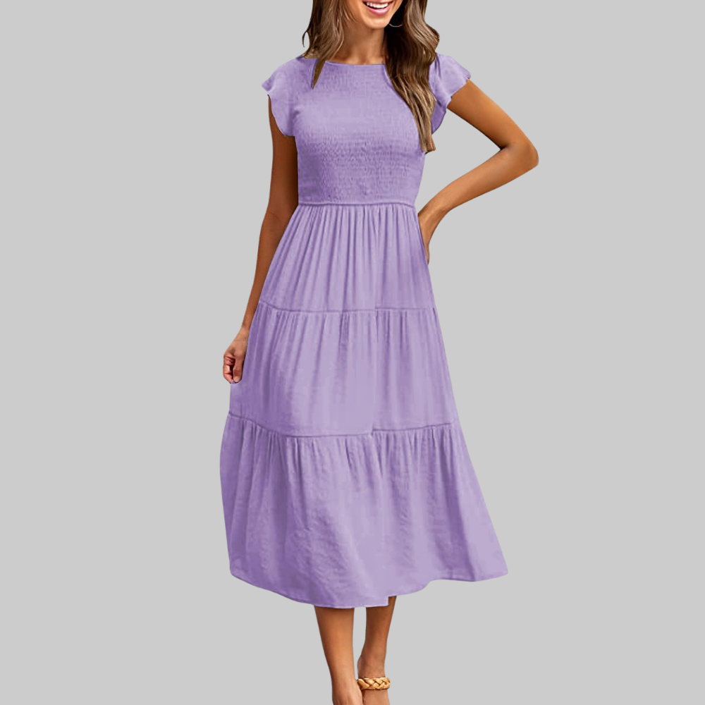 Zoe Abito Estivo Donna – Vestito A-Line con Volant, Vita Elasticizzata e Fodera