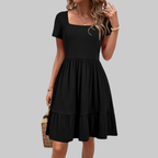 Stella Vestido de Verano para Mujer – Vestido a la Rodilla con Escote Cuadrado y Bolsillos