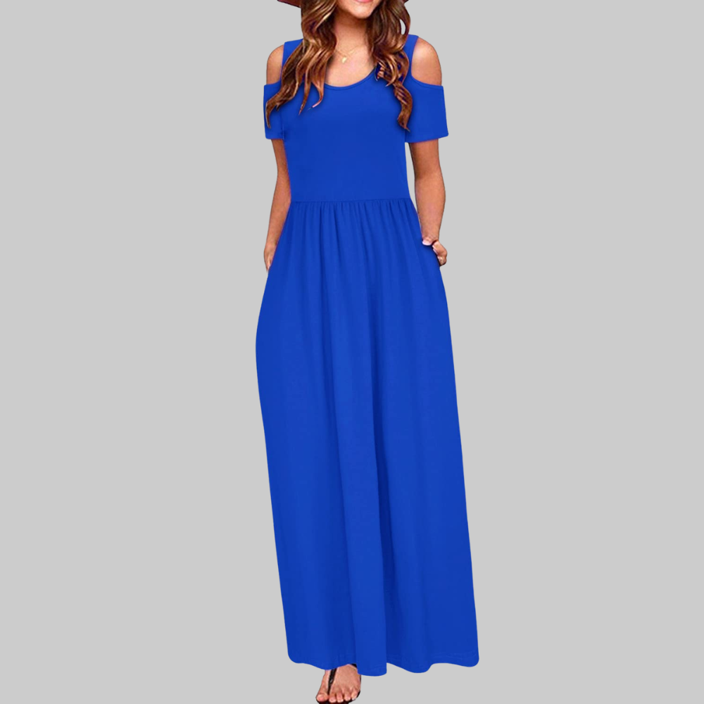 Natalie Abito Maxi Donna – Vestito Lungo Cold Shoulder con Tasche