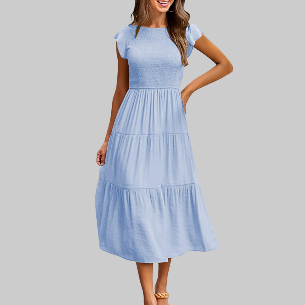 Zoe Abito Estivo Donna – Vestito A-Line con Volant, Vita Elasticizzata e Fodera