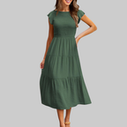 Zoe Abito Estivo Donna – Vestito A-Line con Volant, Vita Elasticizzata e Fodera