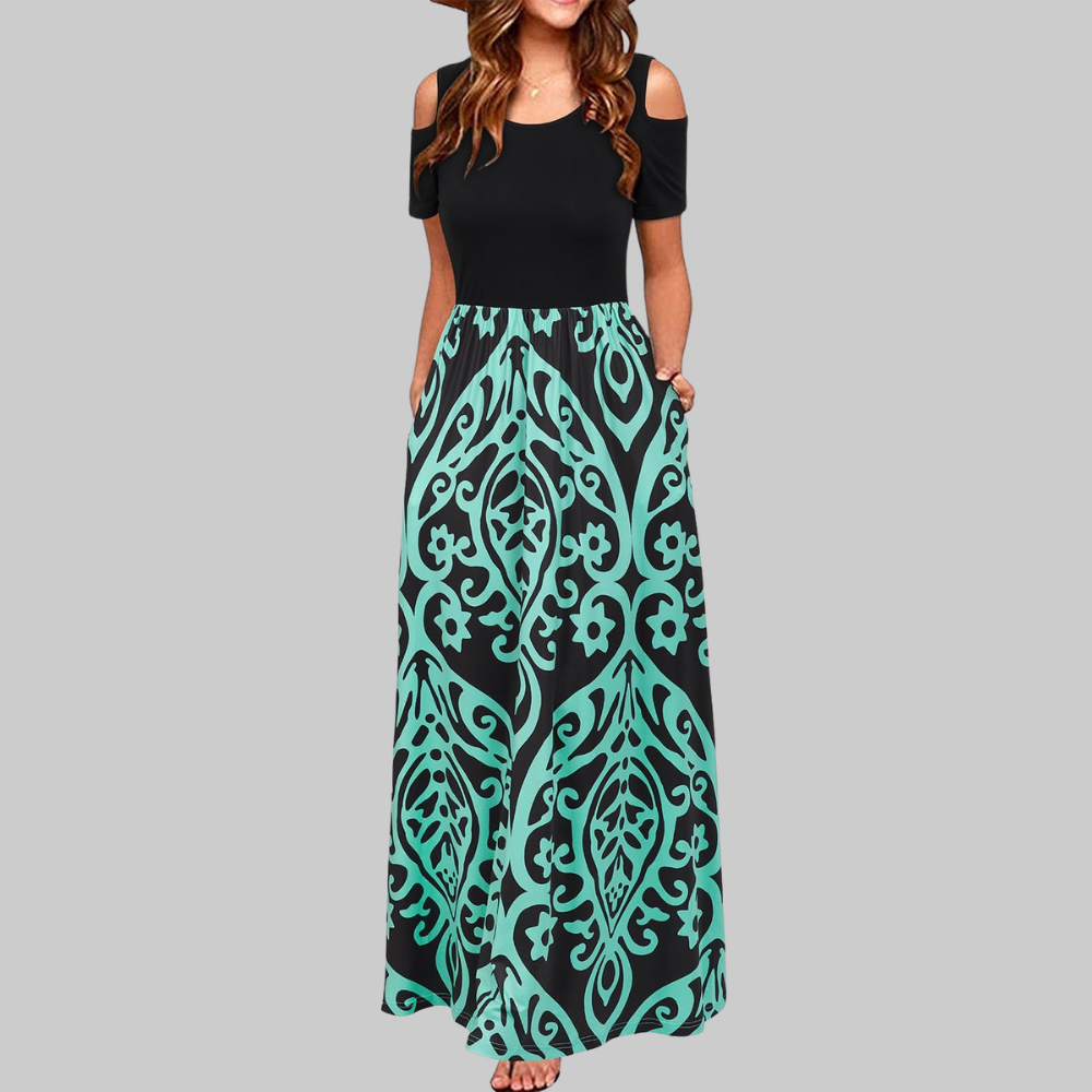 Natalie Abito Maxi Donna – Vestito Lungo Cold Shoulder con Tasche