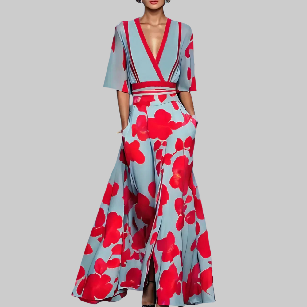 Isabella Vestido Maxi de Mujer – Vestido Floral Elegante, Largo Fluido, Casual Chic Veraniego