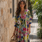 Lara Robe Femme Maxi Bohème – Robe Longue Fluide, Légère, Élégante Décontractée Estivale