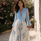 Elen Vestido Mujer Maxi Floral – Vestido Largo Elegante, Fluido, Casual Chic de Verano Puliz