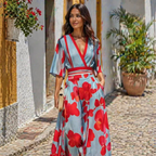 Isabella Vestido Maxi de Mujer – Vestido Floral Elegante, Largo Fluido, Casual Chic Veraniego