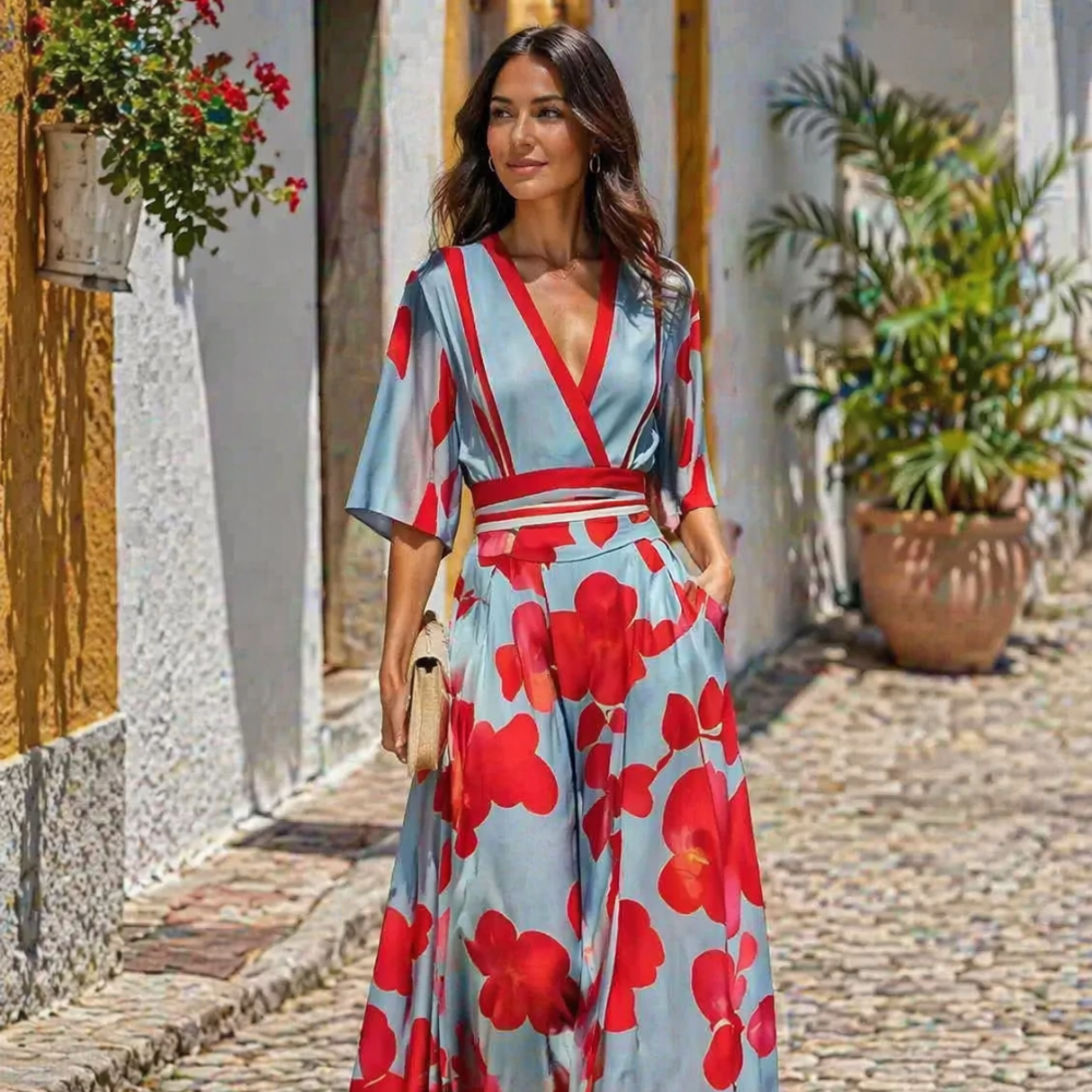 Isabella Vestido Maxi de Mujer – Vestido Floral Elegante, Largo Fluido, Casual Chic Veraniego