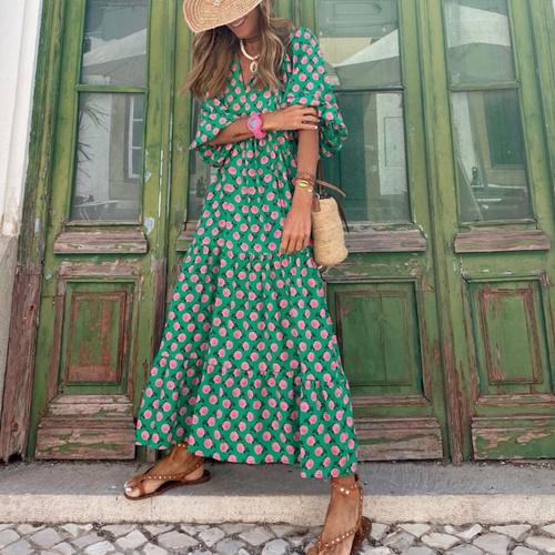 Bela Vestido Mujer Maxi Boho – Vestido Largo Escote en V, Fluido, Casual Chic de Verano