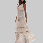 Estella Vestido Mujer Boho – Vestido Midi Elegante Escote en V, Forrado, Casual Chic de Verano