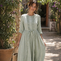 Sienna Robe Femme Estivale – Robe Vert Sauge Fluide, Légère, Élégante Décontractée