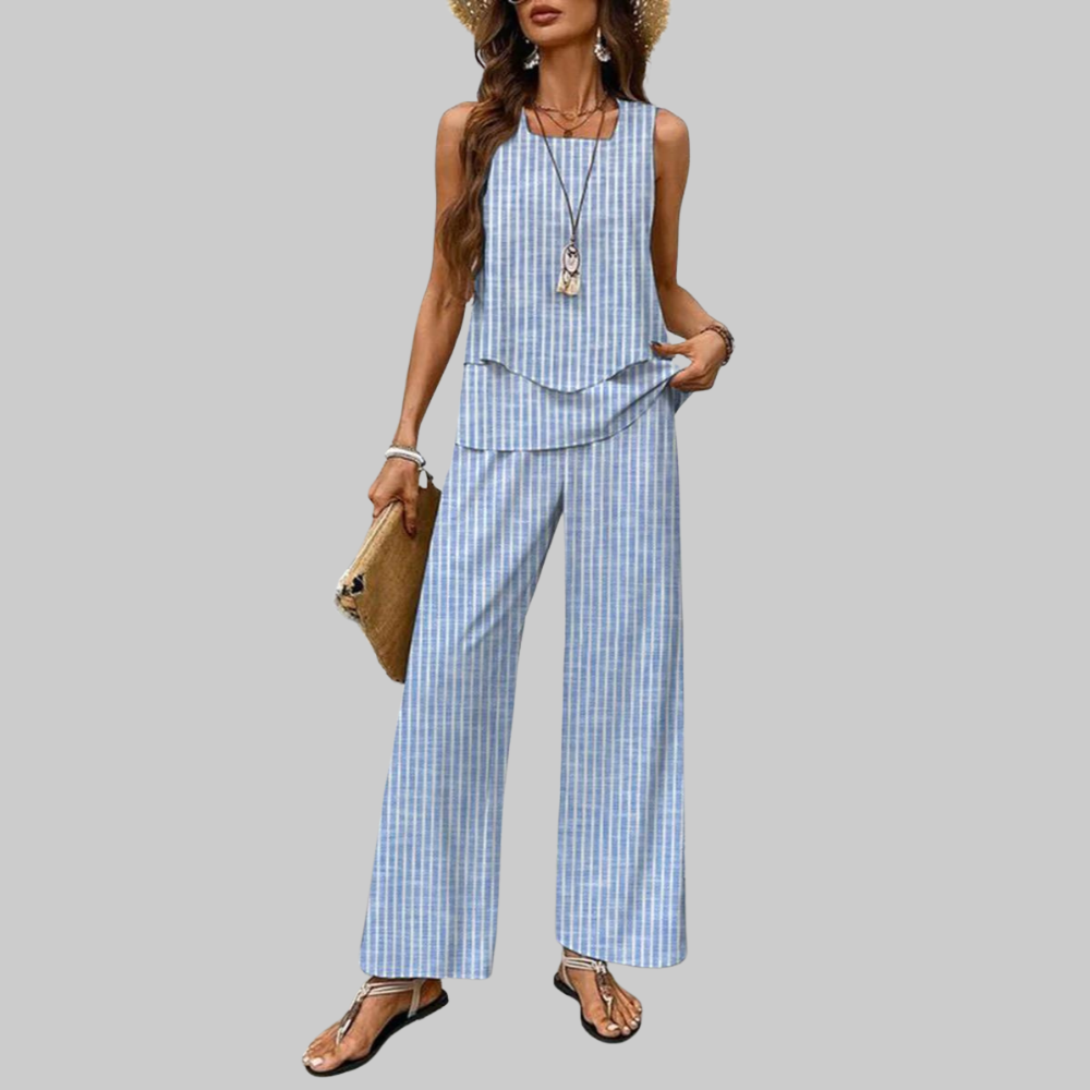 Luna Conjunto Mujer Verano – Conjunto Dos Piezas Elegante, Top Sin Mangas y Pantalones Anchos