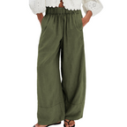 Genevieve Pantaloni in Lino Donna – Palazzo Wide Leg con Pieghe e Tasche
