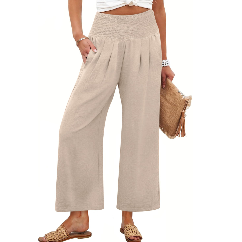 Camila Pantaloni Palazzo Donna – Modello Wide Leg a Vita Alta con Tasche