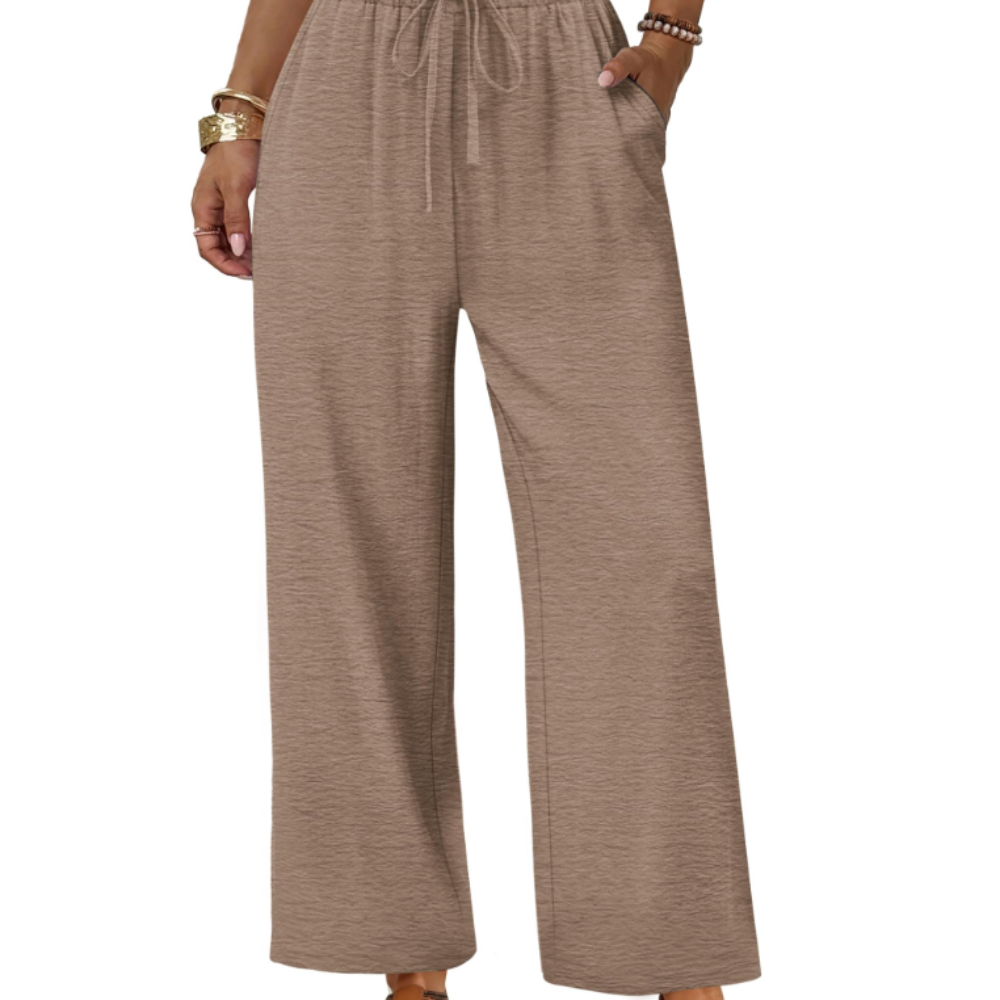 Katherine Pantaloni Palazzo Donna – Modello Wide Leg con Coulisse e Tasche