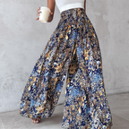 Thea Pantaloni Palazzo Donna – Modello Boho Floreale a Vita Alta