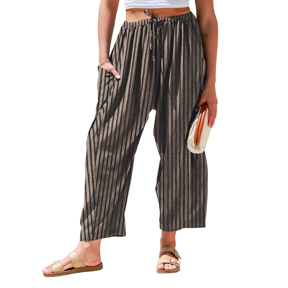 Daphne Pantaloni in Lino Donna – Modello Harem Wide Leg con Coulisse e Tasche