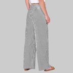 Nova Pantalones Palazzo para Mujer – Modelo de Cintura Alta con Estampado de Rayas y Bolsillos