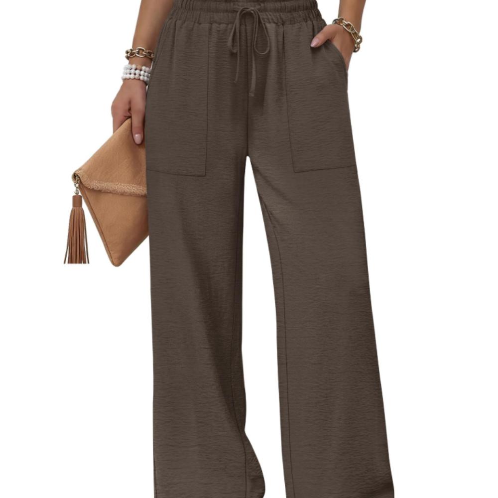Delilah Pantaloni Wide Leg Donna – Modello Estivo con Coulisse, Volant e Tasche