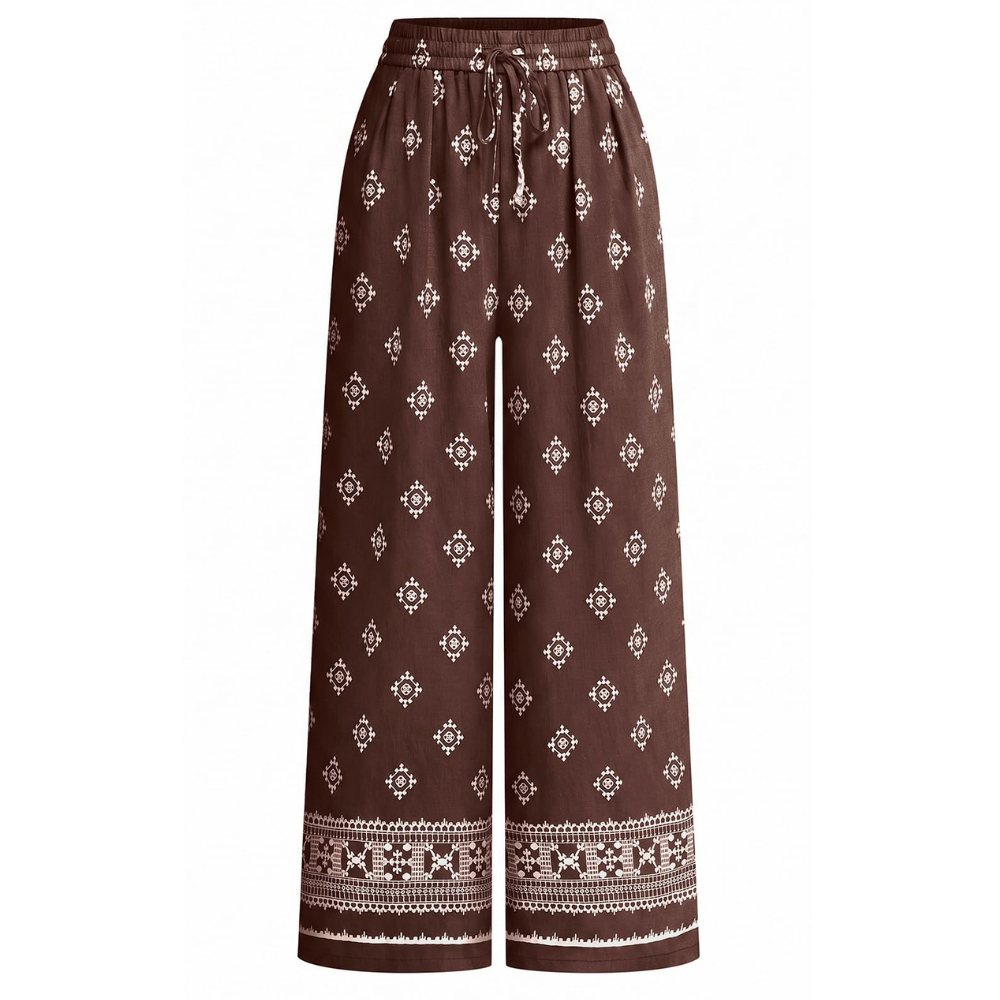 Juliette Pantaloni Palazzo Donna – Modello Floreale a Vita Alta con Tasche