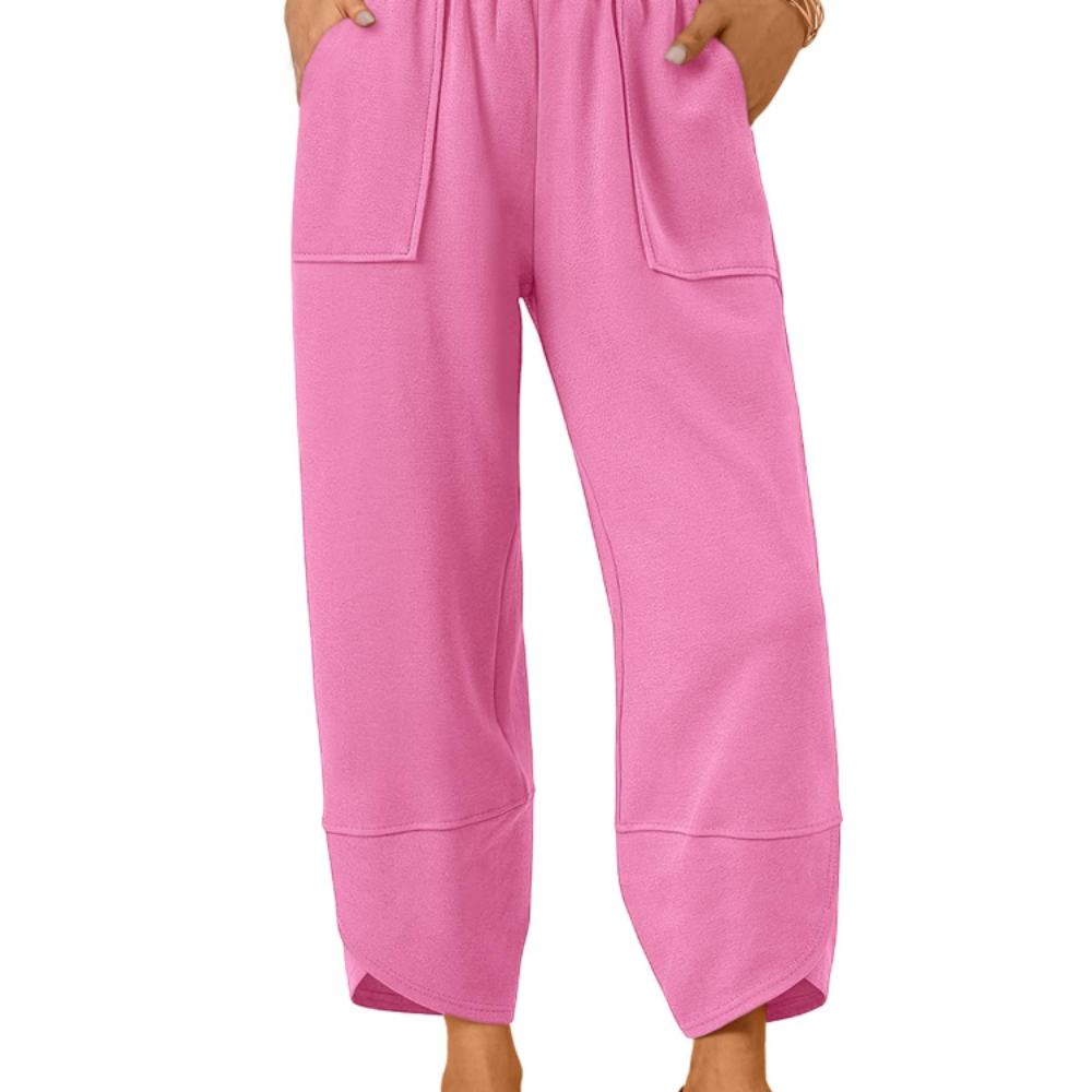 Penelope Pantaloni Wide Leg Donna – Modello Estivo in Cotone con Coulisse e Tasche