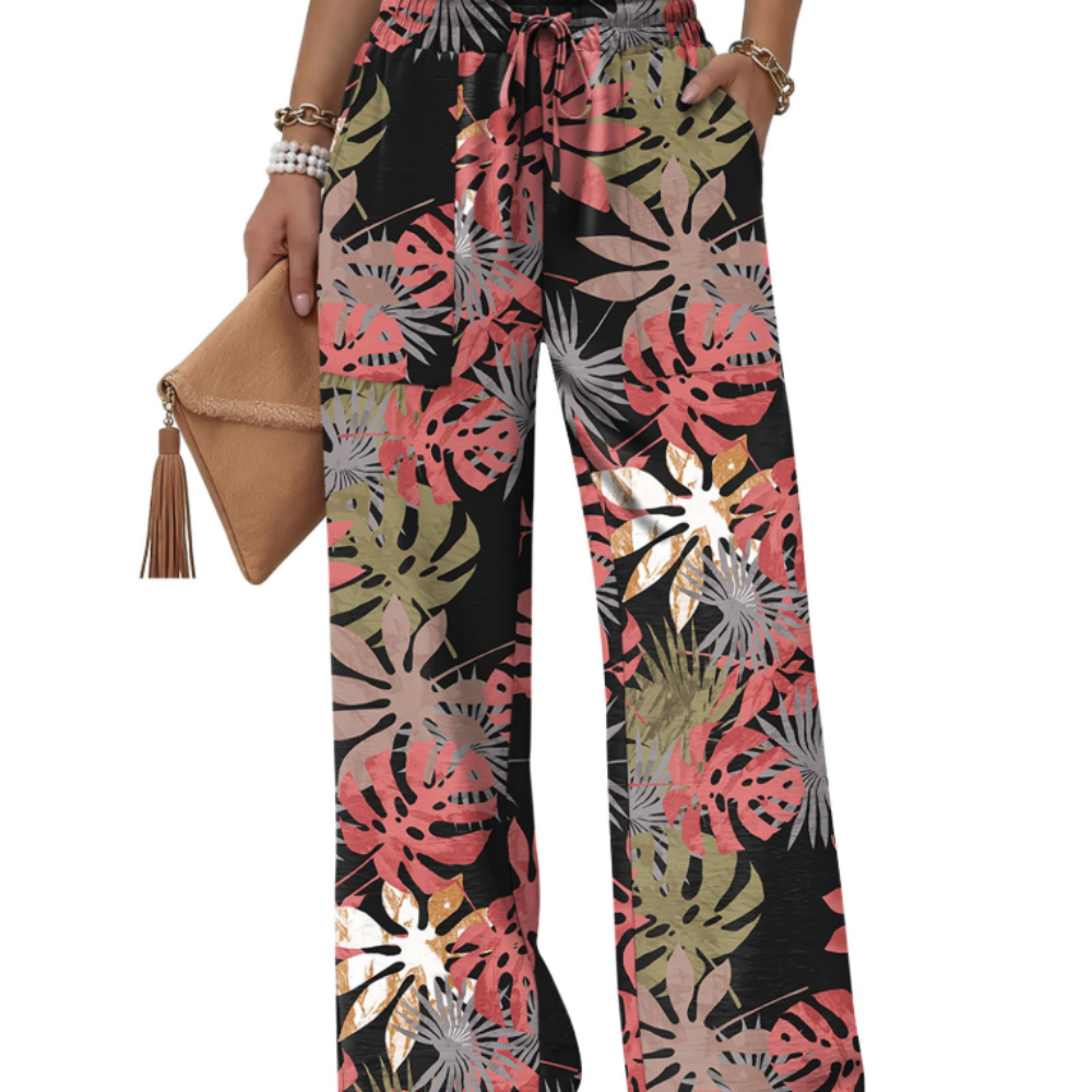 Delilah Pantaloni Wide Leg Donna – Modello Estivo con Coulisse, Volant e Tasche