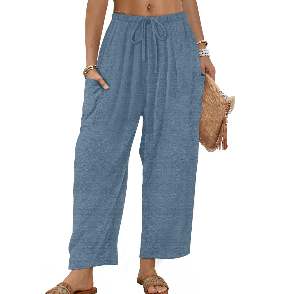 Freya Pantaloni Palazzo Donna – Modello Barrel Wide Leg con Coulisse e Tasche