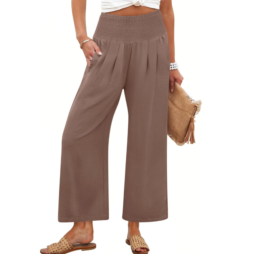 Camila Pantaloni Palazzo Donna – Modello Wide Leg a Vita Alta con Tasche