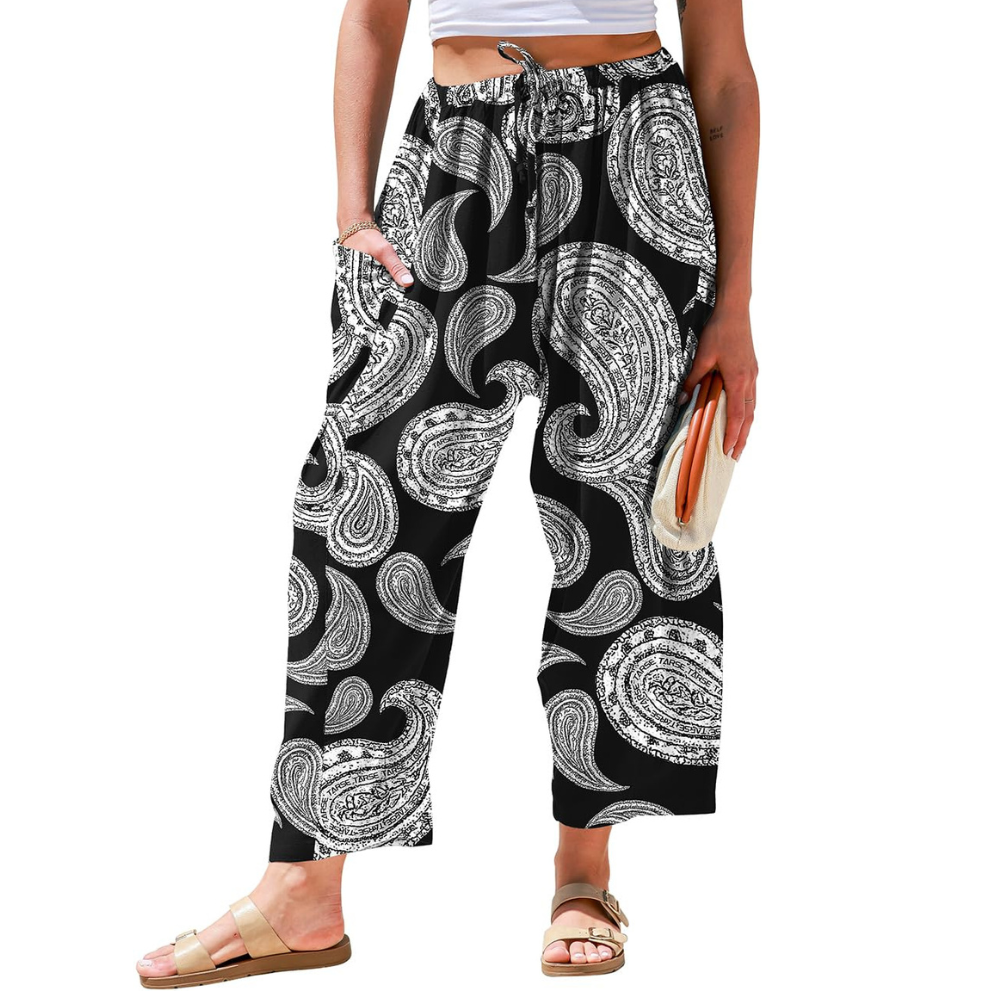 Daphne Pantaloni in Lino Donna – Modello Harem Wide Leg con Coulisse e Tasche