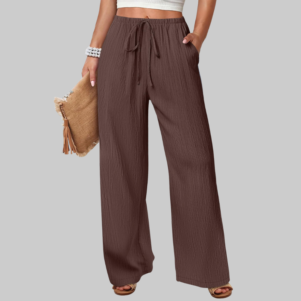 Evelyn Pantaloni Palazzo Donna – Modello Estivo a Gamba Ampia con Coulisse e Tasche