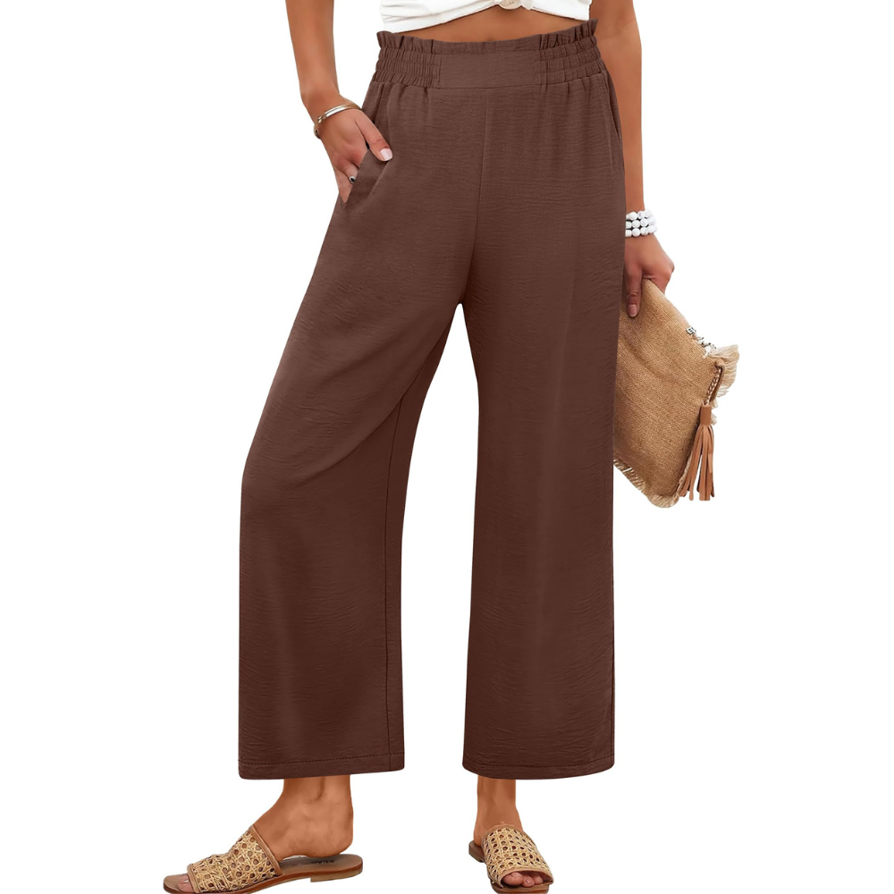 Georgia Pantaloni Palazzo Donna – Modello Cropped a Vita Alta con Tasche