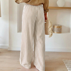Peper Pantaloni Wide Leg Donna – Modello a Righe con Coulisse e Tasche