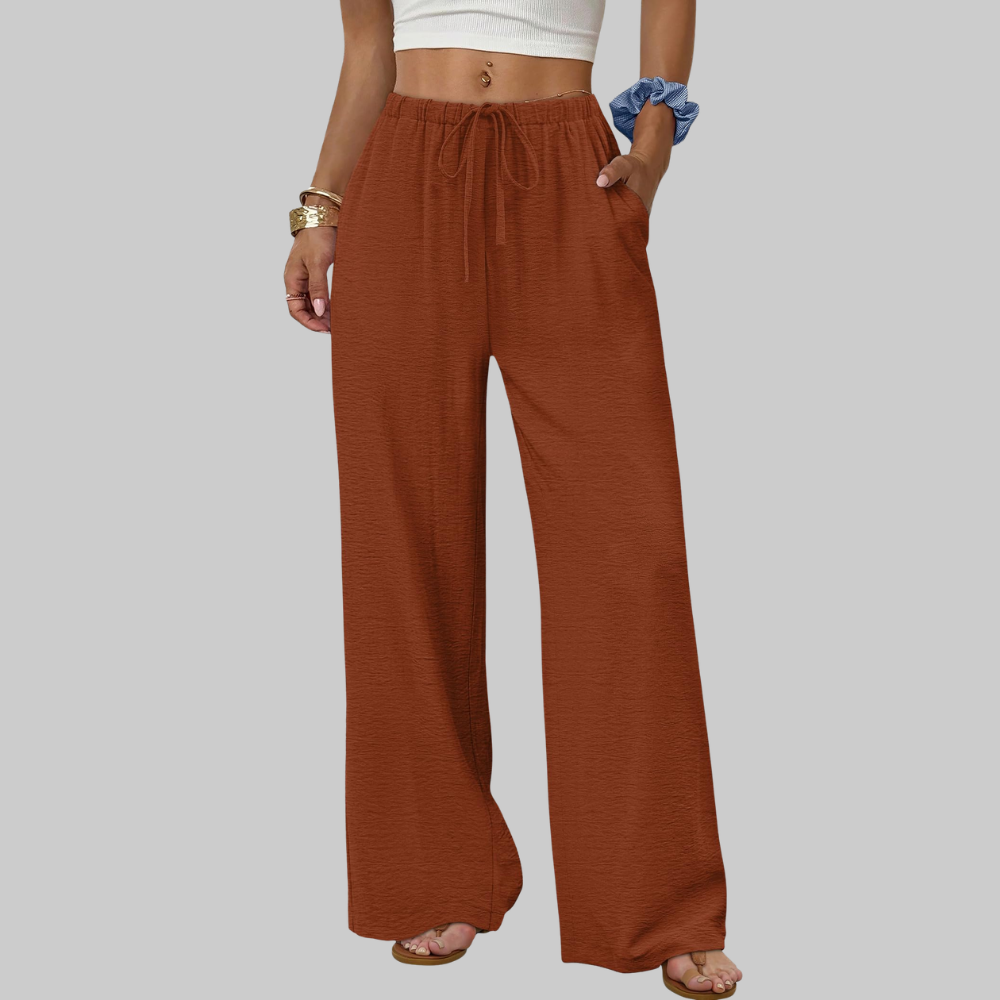 Florence Pantaloni Palazzo Donna – Modello Estivo con Coulisse, Gamba Ampia e Tasche