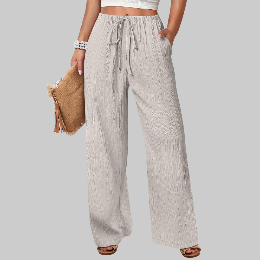 Evelyn Pantaloni Palazzo Donna – Modello Estivo a Gamba Ampia con Coulisse e Tasche
