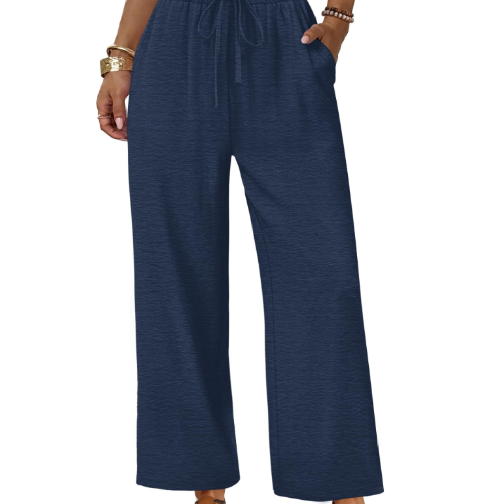 Katherine Pantaloni Palazzo Donna – Modello Wide Leg con Coulisse e Tasche