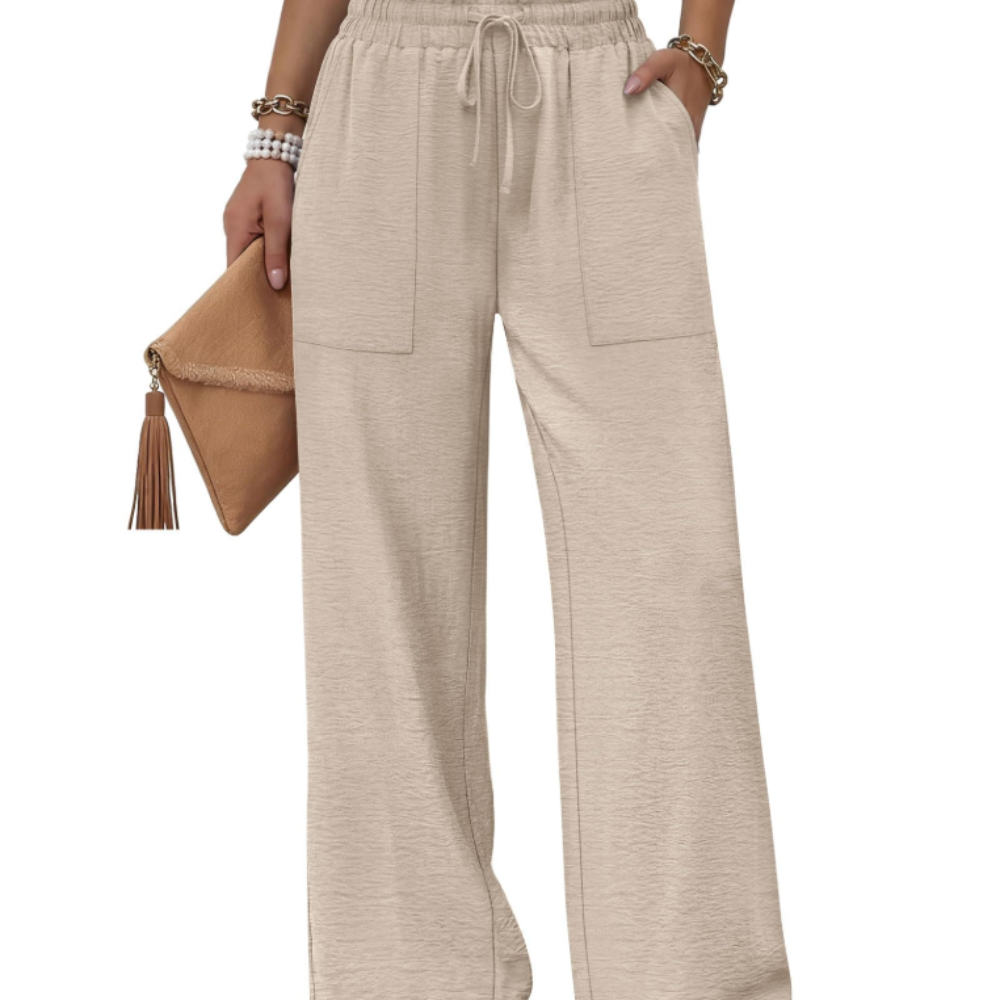 Delilah Pantaloni Wide Leg Donna – Modello Estivo con Coulisse, Volant e Tasche