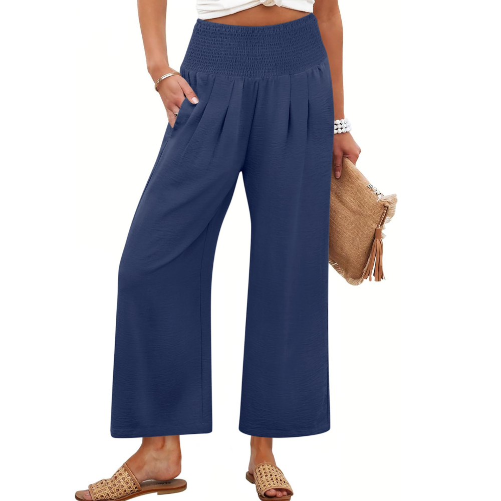 Camila Pantaloni Palazzo Donna – Modello Wide Leg a Vita Alta con Tasche