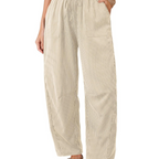 Livy Pantalon Barrel Femme – Modèle à Rayures avec Taille Paperbag et Poches