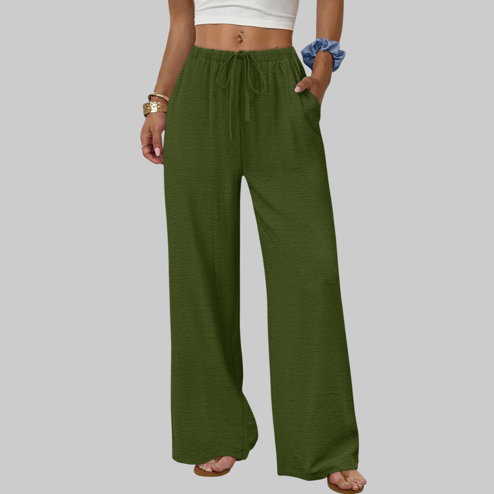 Florence Pantaloni Palazzo Donna – Modello Estivo con Coulisse, Gamba Ampia e Tasche