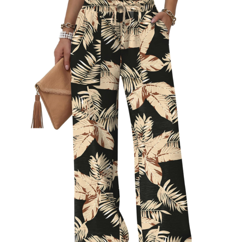 Delilah Pantaloni Wide Leg Donna – Modello Estivo con Coulisse, Volant e Tasche