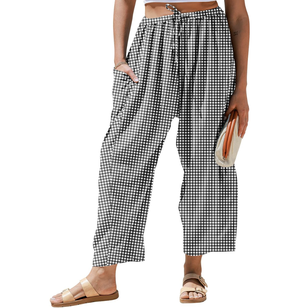 Vivian Pantaloni in Lino Donna – Modello Harem Wide Leg con Coulisse e Tasche