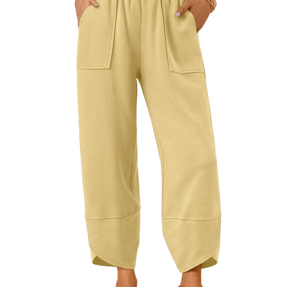 Penelope Pantaloni Wide Leg Donna – Modello Estivo in Cotone con Coulisse e Tasche