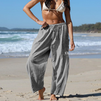 Vivian Pantaloni in Lino Donna – Modello Harem Wide Leg con Coulisse e Tasche