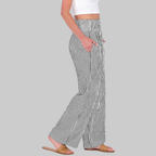 Nova Pantalones Palazzo para Mujer – Modelo de Cintura Alta con Estampado de Rayas y Bolsillos