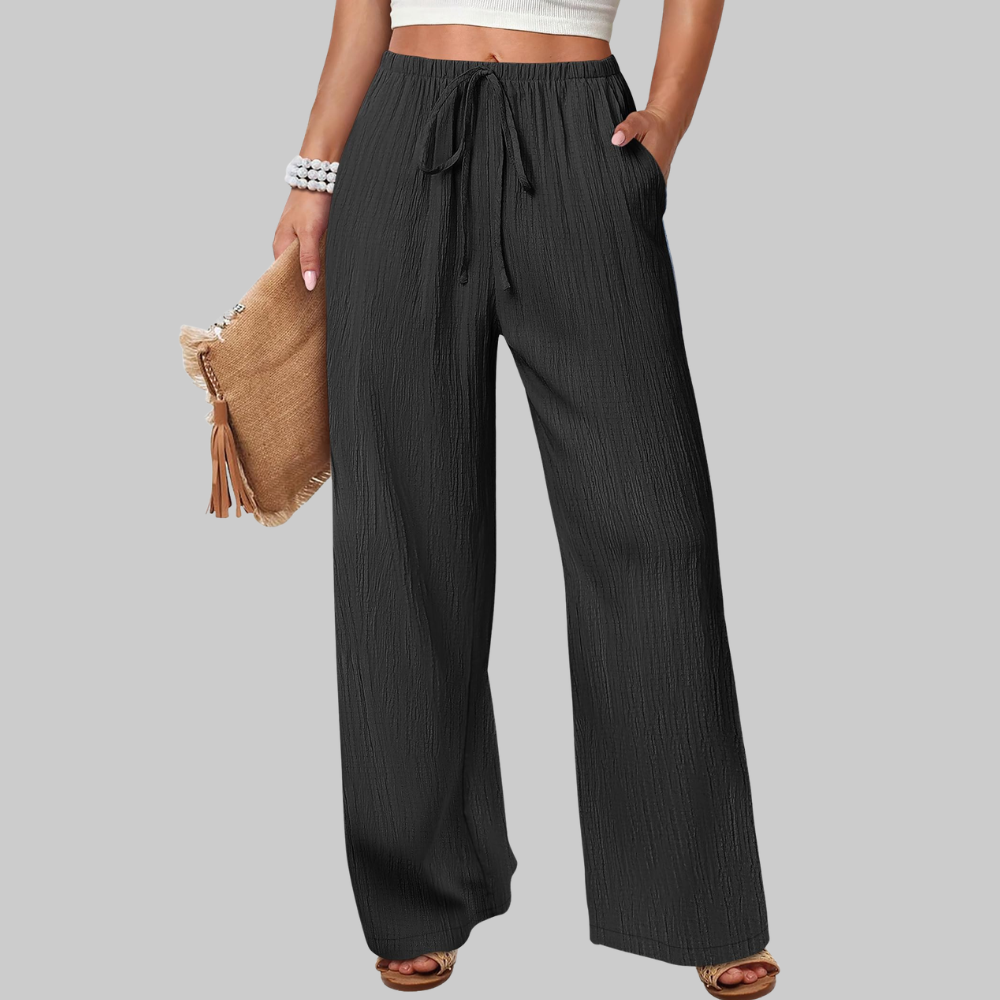 Evelyn Pantaloni Palazzo Donna – Modello Estivo a Gamba Ampia con Coulisse e Tasche