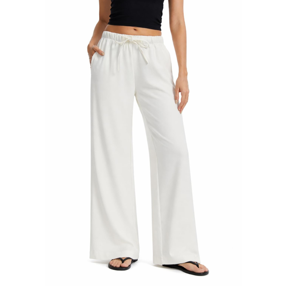 Madeline Pantaloni Wide Leg Donna – Modello Business Casual Antipiega con Tasche