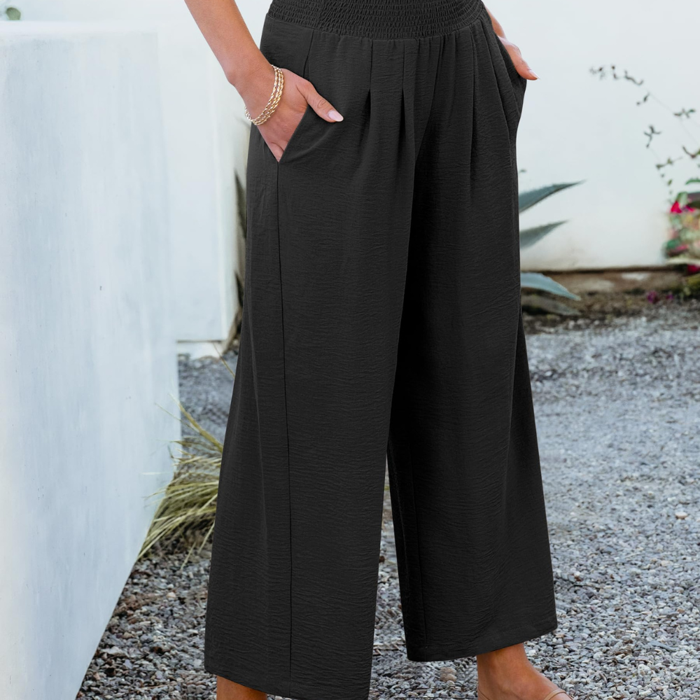 Camila Pantaloni Palazzo Donna – Modello Wide Leg a Vita Alta con Tasche