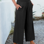 Camila Pantaloni Palazzo Donna – Modello Wide Leg a Vita Alta con Tasche